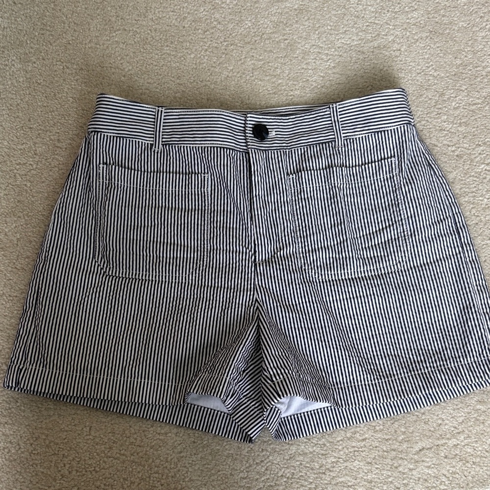 LOFT Blue and White Striped The Palmer Shorts - size 4